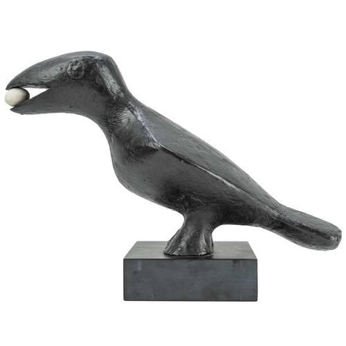 106 - Breon O'CASEY (1928-2011) Crow II, 2004 Bronze with slate base and marble seed Initialled BOC and nu... 