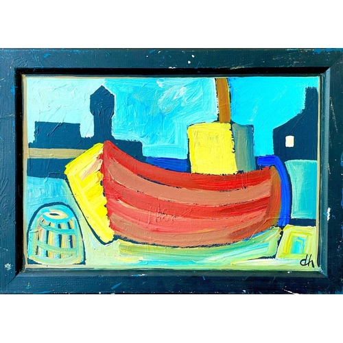 108 - David HOSKING (XX-XXI) Porthleven Evening Oil on board, initialled, further signed, inscribed and da... 