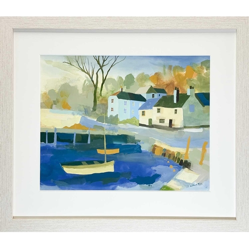 119 - Richard TUFF (1965) Outside The Pandora Inn, Restronguet Creek  Gouache Signed 38 x 48cm