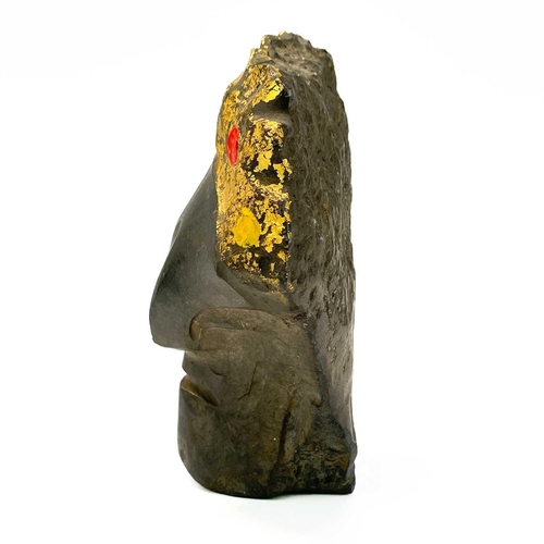 128 - Sven BERLIN (1911-1999) Head of the Dark Monarch  Carved stone with gold leaf and painted detail, mo... 