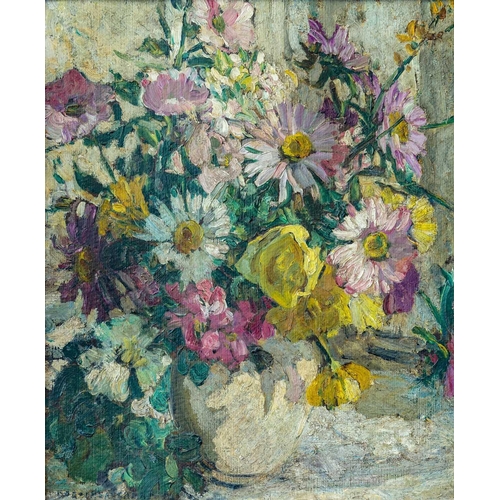 134 - Dorothea SHARP (1874-1955) Still Life of Mixed Flowers Oil on board, signed, 44 x 36cm. This oil has... 