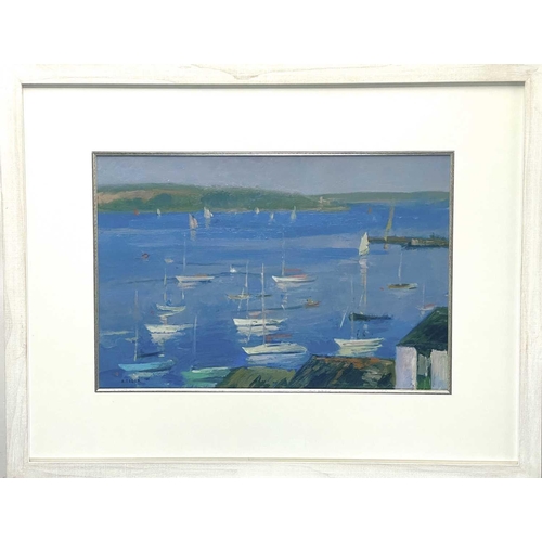 145 - Andrew TOZER (1974) Falmouth  Oil on board Signed Beside The Wave Gallery label to verso 31 x 46.5cm