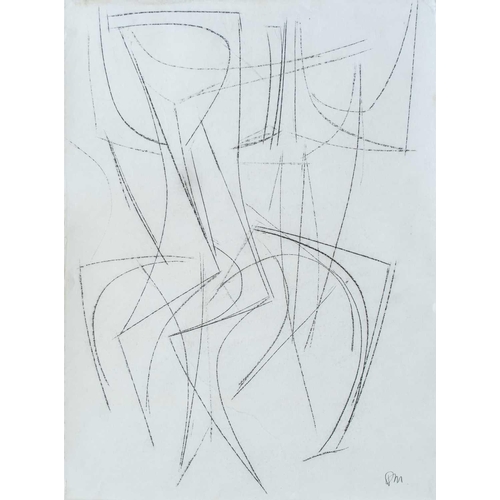 155 - Paul MOUNT (1922-2009) Sculptural Forms, circa 1984 Charcoal on paper Initialled 76 x 56cm