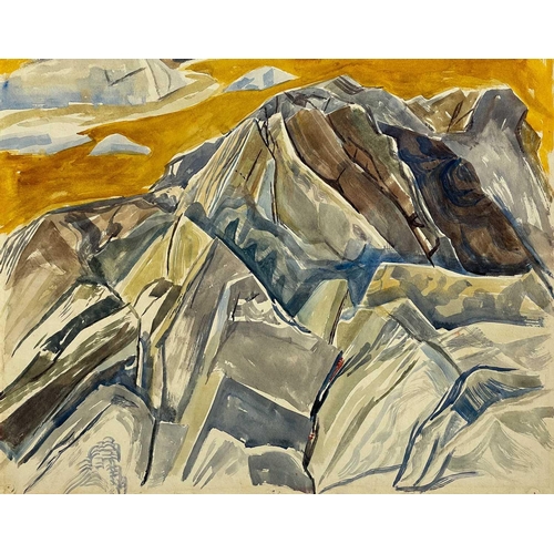 165 - Paul MOUNT (1922-2009) Mountain Range Watercolour, 38x48cm, together with a design on tracing paper,... 