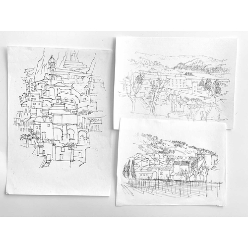 165 - Paul MOUNT (1922-2009) Mountain Range Watercolour, 38x48cm, together with a design on tracing paper,... 