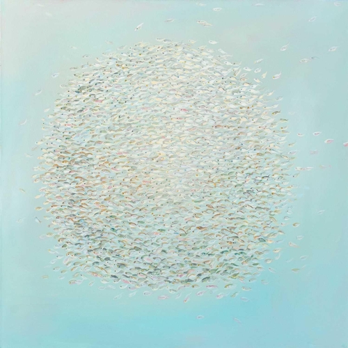 167 - Nicola BEALING (1963) Luminous Shoal, 2009  Oil on canvas Initialled Signed and inscribed to verso 1... 