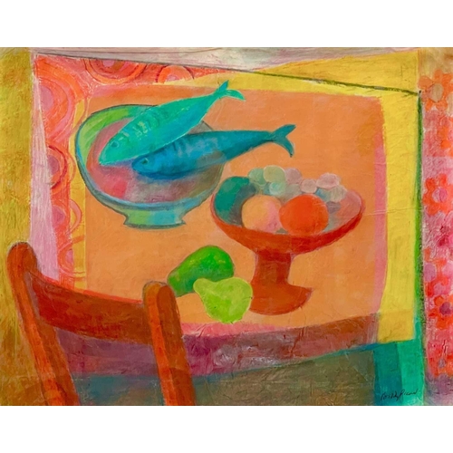 179 - Biddy PICARD (1922-2019) Dinner Table with Fruit and Fish Pastel on paper, signed, 48 x 59cm.