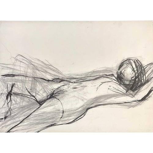 181 - Karl WESCHKE (1925-2005) Nude, c1970s Charcoal on paper Paper size 56 x 76.5cm This drawing has the ... 