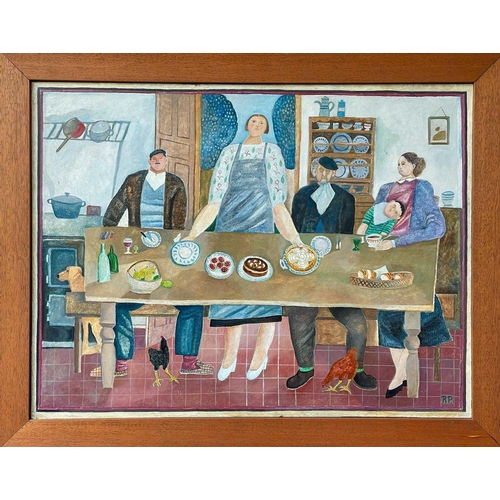 193 - Joanna CARRINGTON (1931-2003) (Reg PEPPER) Sunday Lunch, 1988 Oil on board Initialled 'RP' Artist's ... 