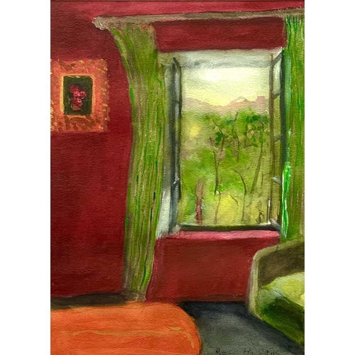 197 - Rose HILTON (1931-2019) Through the Window, 2002  Watercolour Signed Inscribed 'To Val ..... verso 3... 