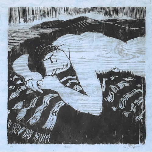 214 - Lee STEVENSON (XX-XXI) Asleep Linocut, signed, inscribed and numbered 1/10, image size 41 x 41cm.