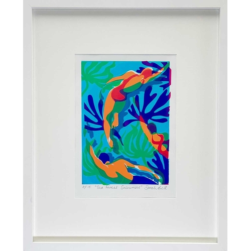 236 - Sarah BELL Sea Forest Swimmers Screenprint, signed and inscribed, numbered 8/15, image size 26 x 18.... 