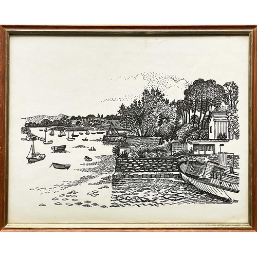 237 - Fred YATES (1922-2008) Mill, Harbour and Estruary Three lithographs, each signed in the print, 47.5x... 