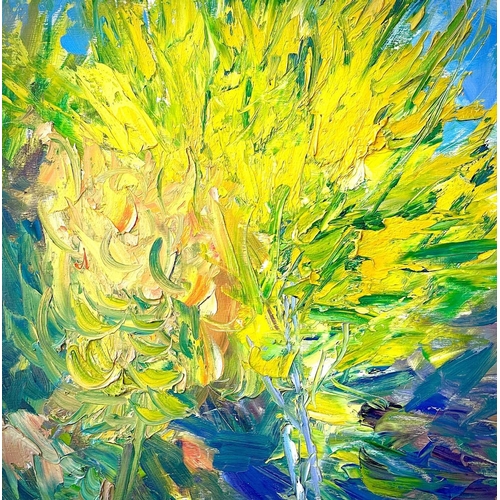 241 - Ray ATKINS (1937) Summer Study II - Saplings in Front of Broom Oil on panel, signed, inscribed and d... 