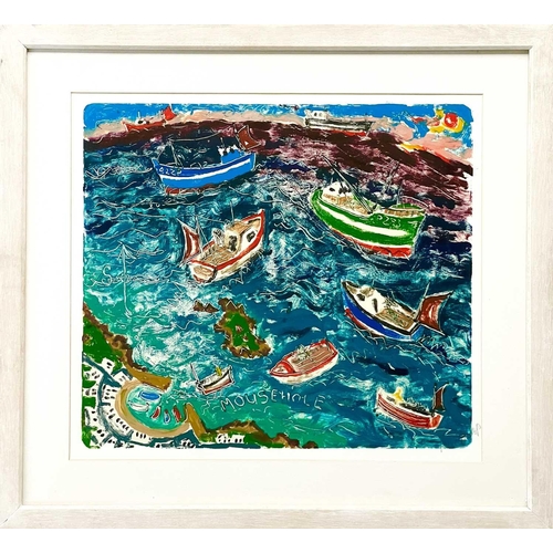 255 - Ian DUNLOP (1945) Mousehole & Horizon Oil on paper, signed, further signed and inscribed to verso, 3... 