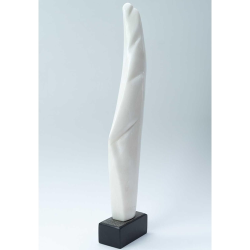 274 - Paul BENYOVITS (1964) Wing White marble on slate base Initialled on base Height 44.5cm