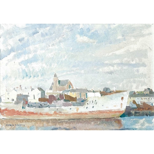 279 - Alethea GARSTIN (1894-1978) Scrapped Boat, Hayle  Oil on board Signed Two inscribed artist's labels ... 