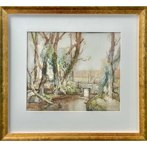 281 - Stanley Horace GARDINER (1887-1952) The Mill Stream Lamorna - Winter Watercolour, signed and dated '... 