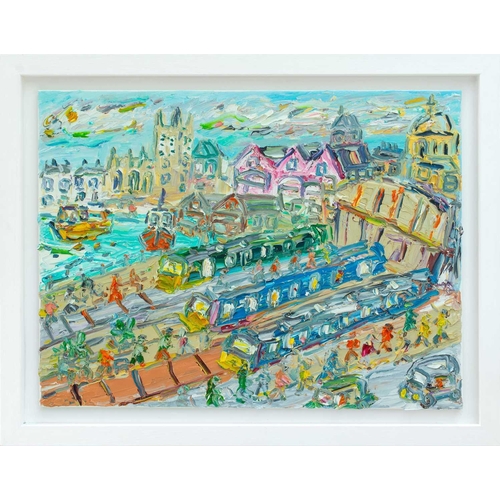 291 - Sean HAYDEN (1979) Trains Leaving Penzance Oil on canvas, signed, further signed and inscribed to ve... 