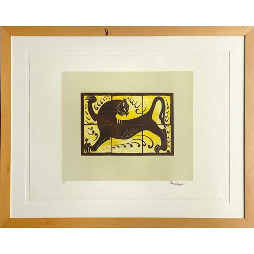 297 - Bernard Howell LEACH (1887-1979) Lion Tile, 1974 Lithograph Signed and numbered 63/100 in pencil Ima... 