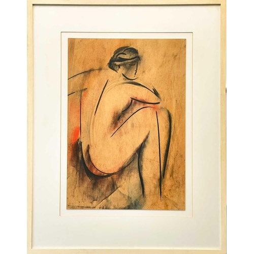 308 - Mary STORK (1938-2007) Untitled nude Mixed media on board, signed and dated '99, 52 x 36cm.