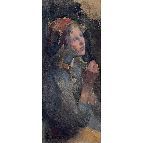 315 - Elizabeth Adela STANHOPE FORBES (1859-1912) An Upward Glance Watercolour, signed, 24 x 10cm. commens... 