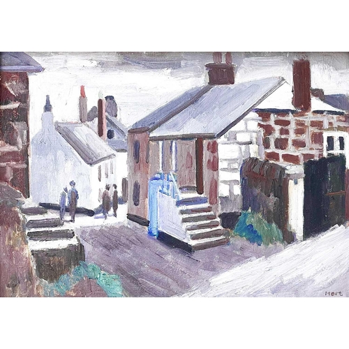 316 - Marjorie MORT (1906-1989) Mousehole, 1949  Oil on board Signed Inscribed and dated to verso 25 x 36c... 