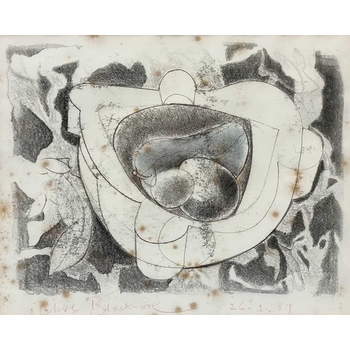 327 - Clive BLACKMORE (1940) Still Life, Fruit and Mortar Mixed media, signed and dated '87, inscribed to ... 