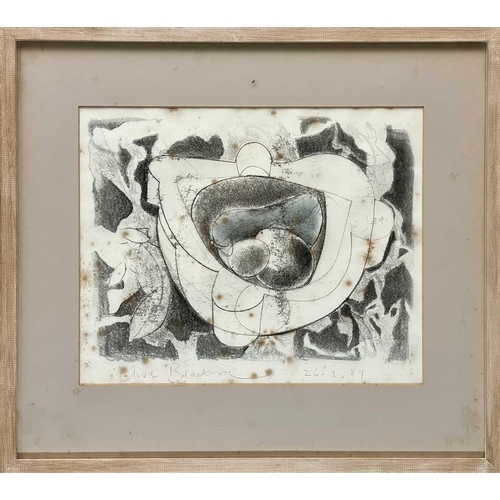 327 - Clive BLACKMORE (1940) Still Life, Fruit and Mortar Mixed media, signed and dated '87, inscribed to ... 