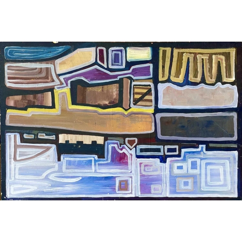 354 - David HOSKING (XX-XXI) Untitled abstract Oil on board, 61.5 x 92.5cm. Together with a second work by... 