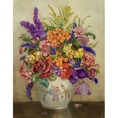 355 - Dorcie SYKES (1908-1998) Summer Flowers in a Vase Watercolour, signed, 36 x 28.5cm.