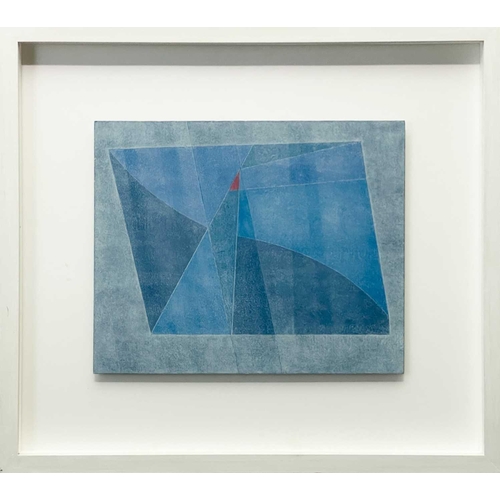 384 - George DANNATT (1915-2009) Composition in Blue No3 (Blue Landslip), 2001  Oil on hardboard Signed, i... 