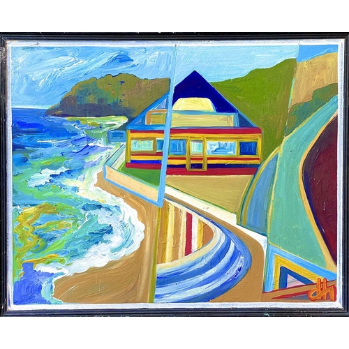 393 - David HOSKING (XX-XXI) A View at Swanpool featuring Cafe Mozambique Oil on board, monogrammed, furth... 