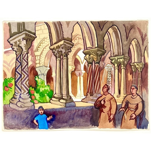 432 - Clare WHITE (1903-1997) Monastery of Monreale Cathedral, Palermo Watercolour, 38 x 51cm. St Ives art... 