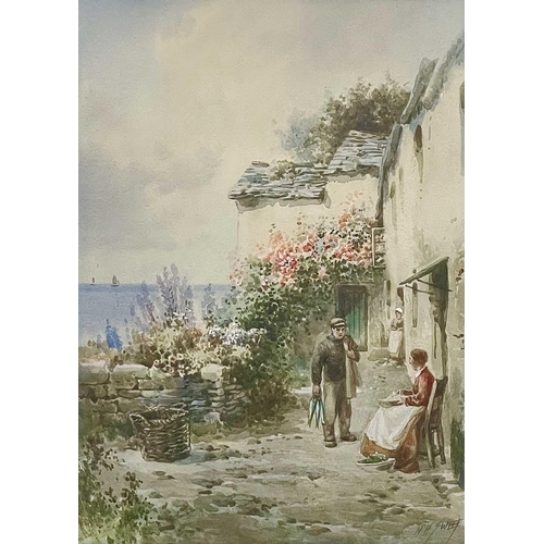 433 - Walter Henry SWEET (1889-1943) Fishermans Return Watercolour Signed 36 x 26cm