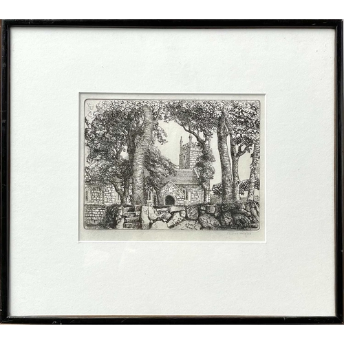 435 - Eleanor HUGHES (1882-1959) Sancreed Church Etching, signed, plate size 16 x 21cm.