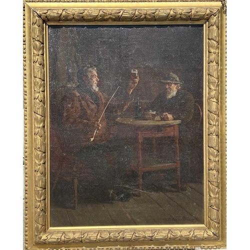 443 - Allan DEACON (1858-1928) A St Ives Tavern Oil on canvas, signed, Lanham's labels to verso, 64x49cm W... 