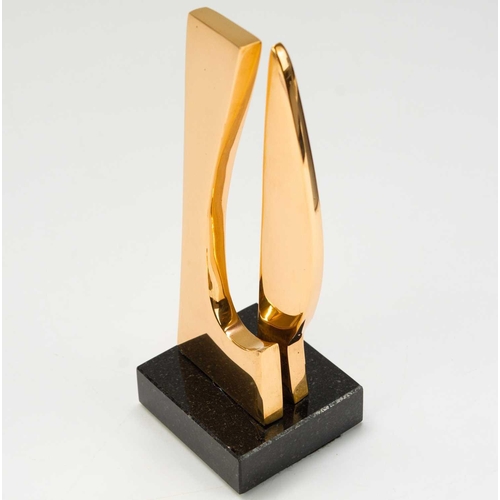 45 - Margaret LOVELL (1939) Aurora II, 2010 Polished bronze on slate base Signed, titled & dated to the b... 