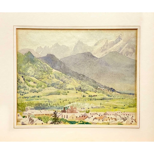 451 - Eleanor HUGHES (1882-1959) Alpine View  Watercolour Signed 23 x 28.5cm