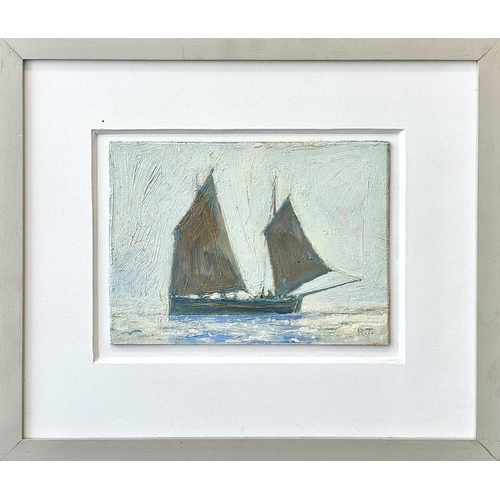 48 - Robert JONES (1943) St Ives Lugger  Oil on board Initialled 16 x 22cm This small oil is in excellent... 