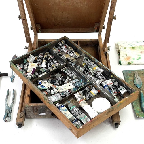 482 - John MILLER (1931-2002) Outdoor easel with paints, brushes etc. This lot has been withdrawn