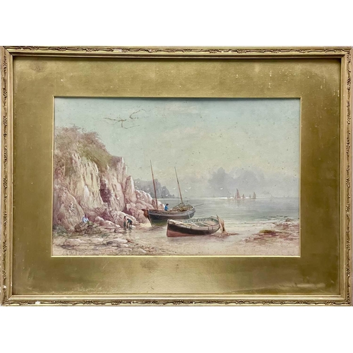 484 - John Clark Isaac UREN (1845-1932) Fishing Cove Watercolour, signed, 31.5x49cm