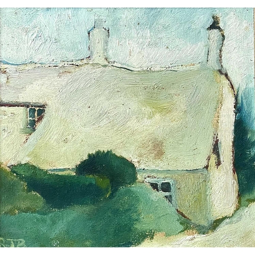 491 - Romi BEHRENS (1939-2019) Cottage Oil on board, signed, further signed to verso, 26 x 28cm. Provenanc... 