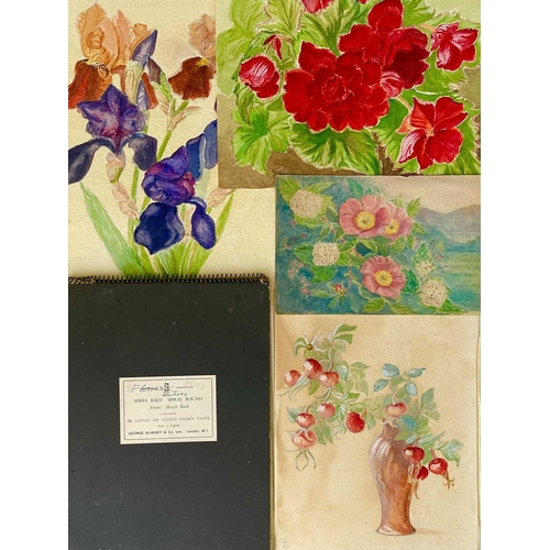 493 - Lilian BLAND (1878-1971) Flower studies Four loose works and a sketchbook. Watercolour, two signed, ... 