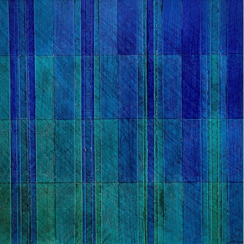 496 - Carl JAYCOCK (1963) Evening Blue Mixed media on paper, signed and dated 1990, further signed, inscri... 