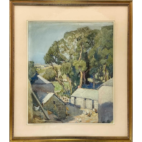 5 - Eleanor HUGHES (1882-1959) The Farm Yard, Cornwall Watercolour, signed and inscribed to verso, 58 x ... 