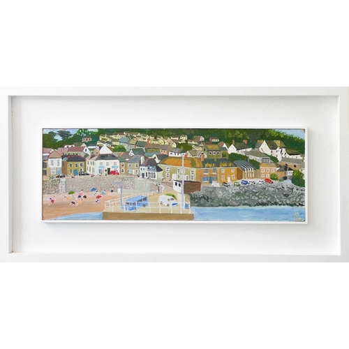 50 - Andrew Stewart WEIR (1948) Sun Bathing at Mousehole Harbour Oil on board, initialled and dated 2014,... 