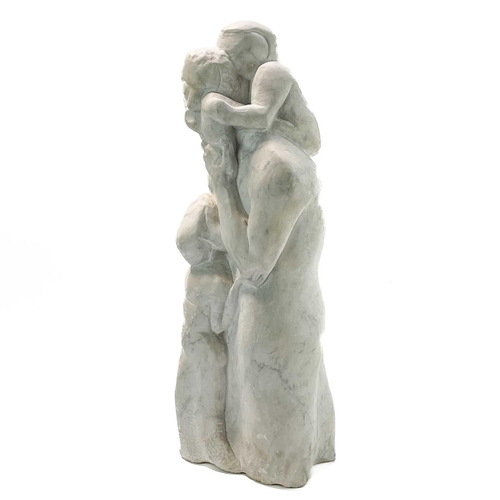 52 - Sven BERLIN (1911-1999) Man with children, 1948 White marble Monogrammed Height 63cm This work was c... 