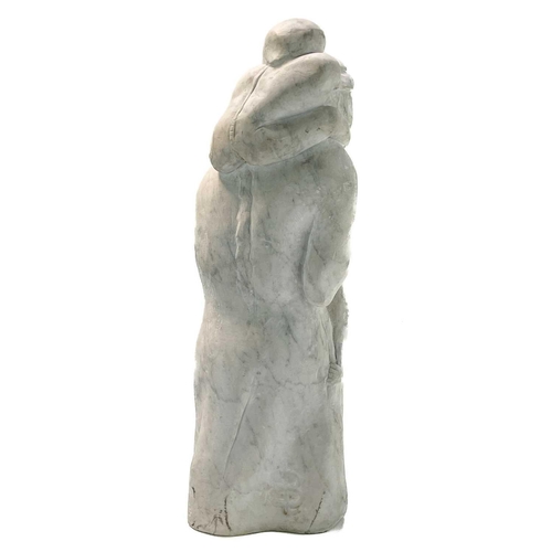 52 - Sven BERLIN (1911-1999) Man with children, 1948 White marble Monogrammed Height 63cm This work was c... 