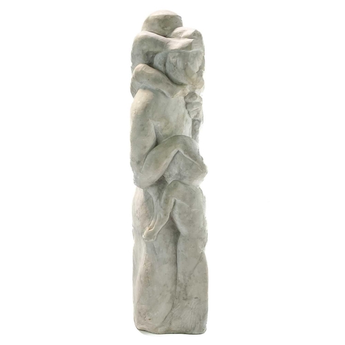 52 - Sven BERLIN (1911-1999) Man with children, 1948 White marble Monogrammed Height 63cm This work was c... 